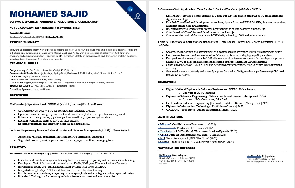 Client CV - Mohamed